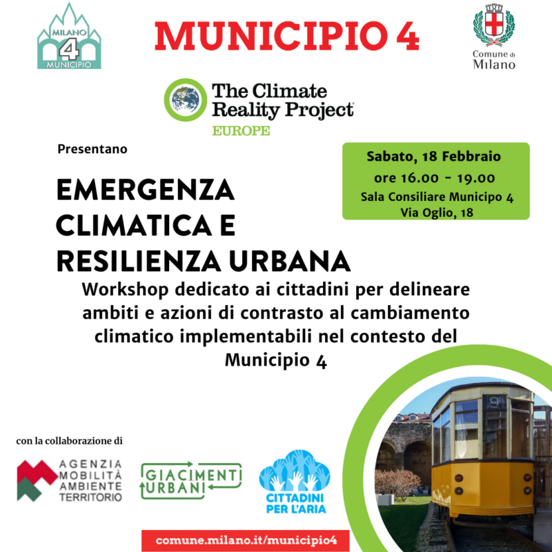Locandina incontro "Emergenza Climatica e Resilienza Urbana" - 18 febbraio 2023