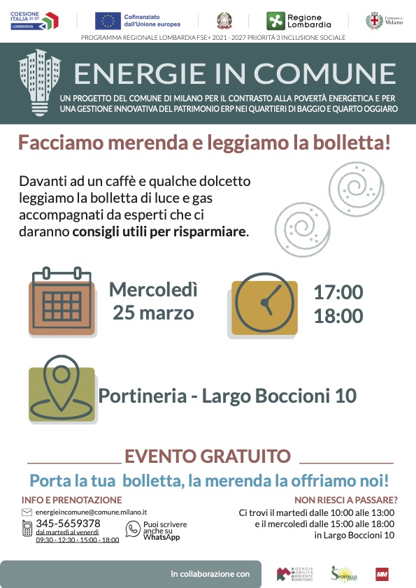 Energie in Comune. Merenda con Sportello Energia.