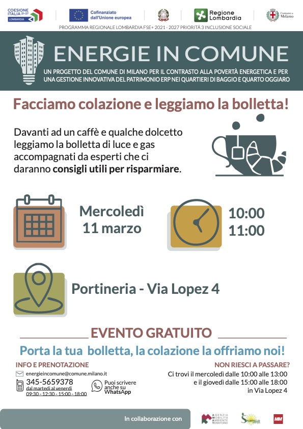 Energie in Comune. Merenda gratis con Sportello Energia