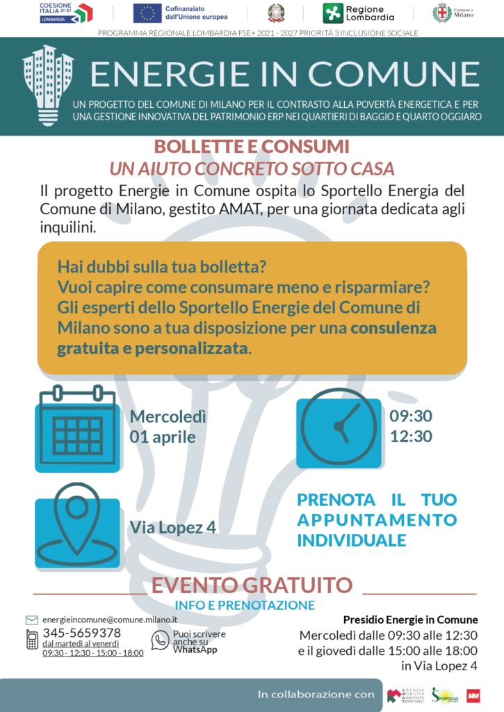 Energie in Comune. Sportello Energia in via Lopez